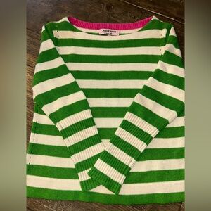 Striped Sweater Boat Neck 3/4 Sleeves Pointelle Knit Accents By Juicy Couture
